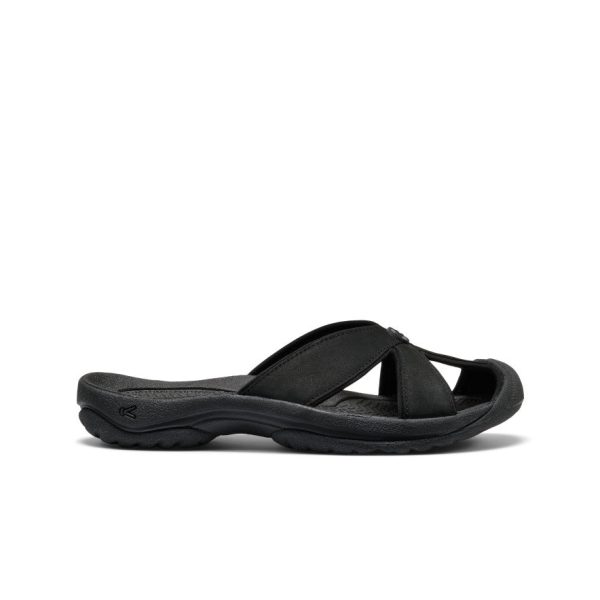 Women's Bali Leather Slide Sandal  |  Black/Black